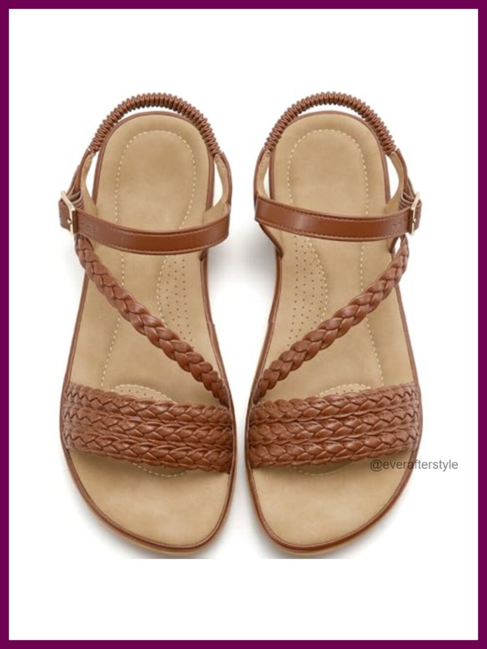 Womens Flat Sandals Faux Leather Woven Strappy Adjustable Buckle Walking Summer